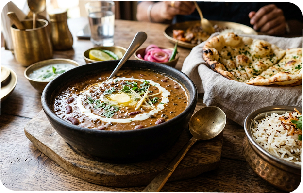 Indian food served at the table